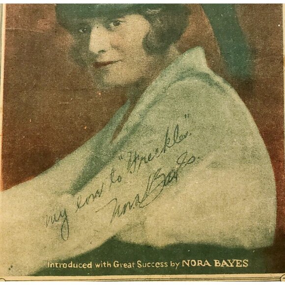 Sheet Music-Freckles Antique 1919 by Hess, Johnson, Ager signed  by NORA BAYES - Picture 2 of 5